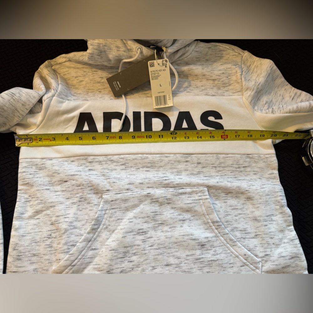 Adidas Heathered Gray Hoodie with Black Logo - Picture 3 of 5